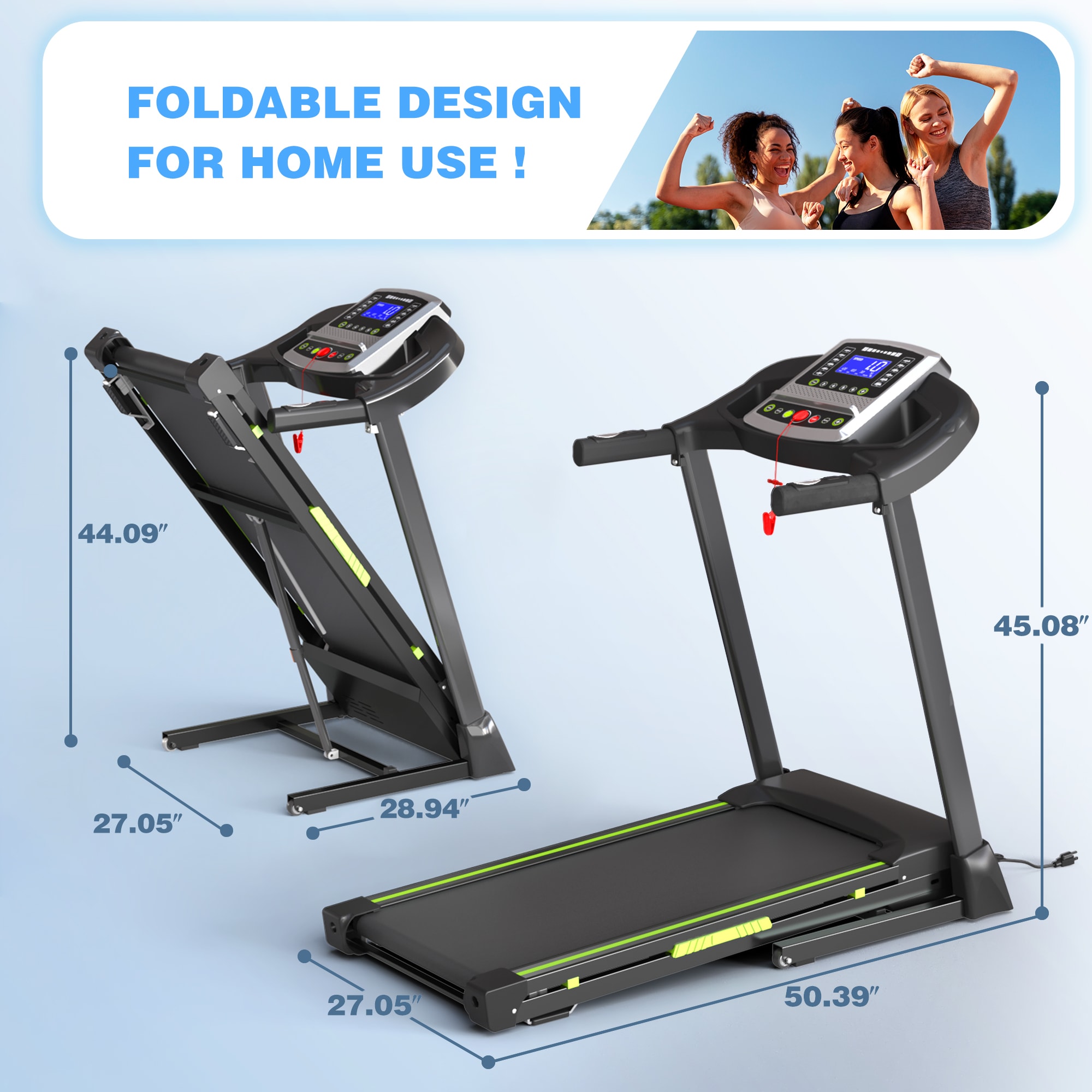 Folding Treadmill For Home With Quiet Motor And App Control_voghion.com